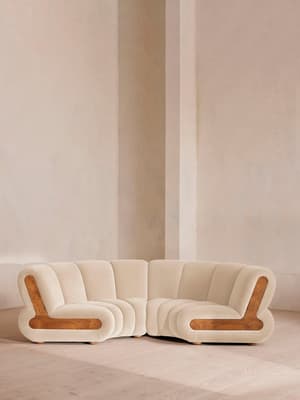 Noelle Modular Curved Sofa - Four Seater - Velvet - Porcelain - Listing Image
