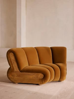 Noelle Modular Curved Armchair - Velvet Mustard - UK - Hover Image