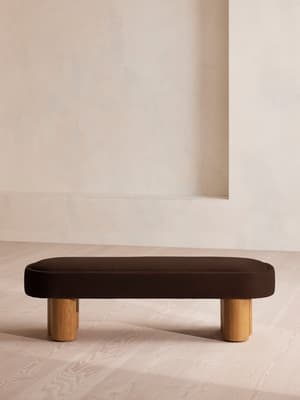 Nieve Bench - Velvet - Chocolate - Hover Image