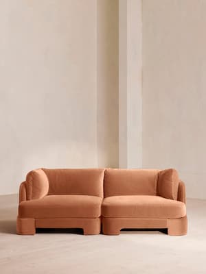 Odell Deeper Sit Sectional Sofa - Three Seater - Velvet Antique Rose US - Hover Image
