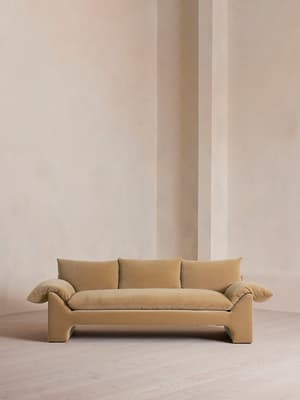 Wyatt Three Seater Sofa - Velvet - Camel - Hover Image