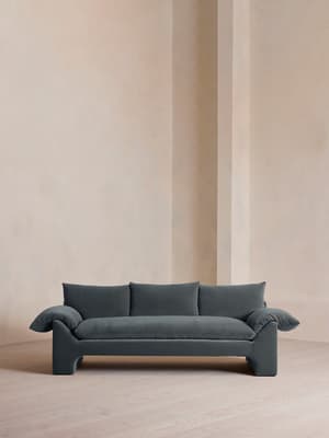 Wyatt Three Seater Sofa - Velvet - Grey Blue - US - Hover Image