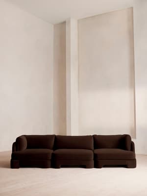 Odell Deeper Sit Sectional Sofa - Four Seater - Velvet - Chocolate US - Hover Image