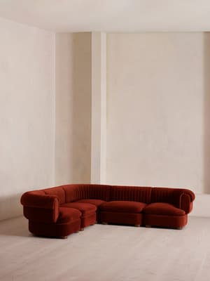 Rava Modular Sofa - Corner Sofa - Velvet - Rust - Hover Image