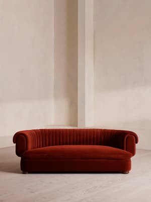 Rava Three Seater Sofa - Velvet - Rust - US - Hover Image