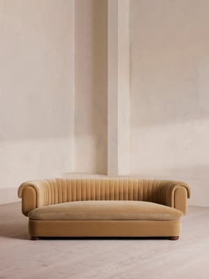 Rava Three Seater Sofa - Velvet - Camel - Hover Image