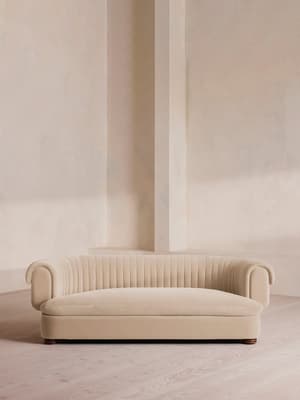 Rava Three Seater Sofa - Velvet - Porcelain - Hover Image