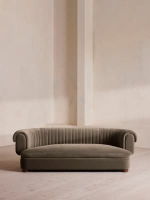 Rava Three Seater Sofa - Velvet - Taupe - Hover Image