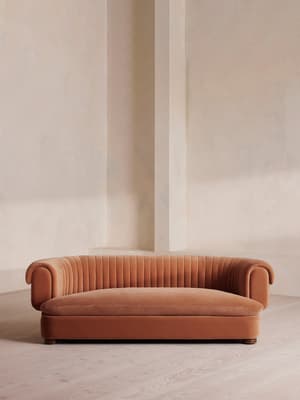 Rava Three Seater Sofa - Velvet - Antique Rose - Hover Image