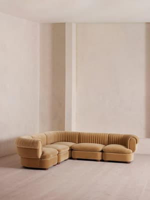 Rava Modular Sofa - Corner Sofa - Velvet - Camel - Hover Image