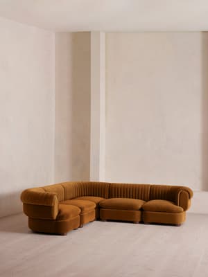 Rava Modular Sofa - Corner Sofa - Velvet - Mustard - Hover Image