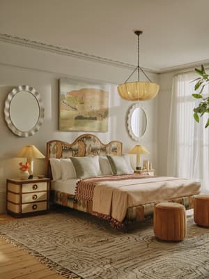 Aubrey Bed - King - Linen - Floral Ikat - Hover Image