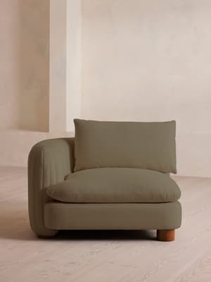 Vivienne Deeper Sit Sectional Sofa - Left Arm Module - Linen - Sage - US - Listing Image