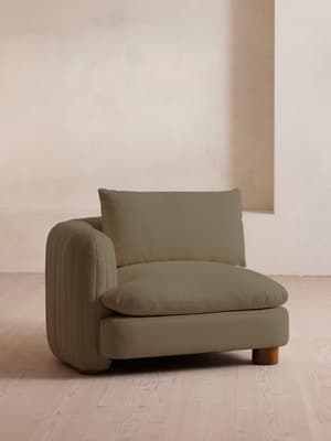 Vivienne Deeper Sit Sectional Sofa - Left Arm Module - Linen - Sage - US - Hover Image