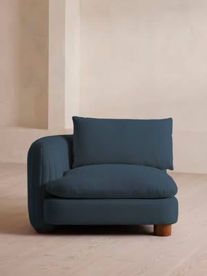 Vivienne Deeper Sit Sectional Sofa - Left Arm Module - Linen - Prussian Blue - US - Listing Image
