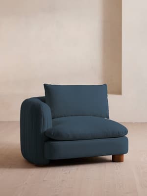 Vivienne Deeper Sit Sectional Sofa - Left Arm Module - Linen - Prussian Blue - US - Hover Image