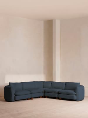 Vivienne Deeper Sit Sectional Sofa - Corner Sofa - Linen - Prussian Blue - US - Listing Image