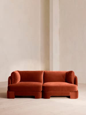 Odell Deeper Sit Modular Sofa - Three Seater - Velvet Rust UK - Hover Image