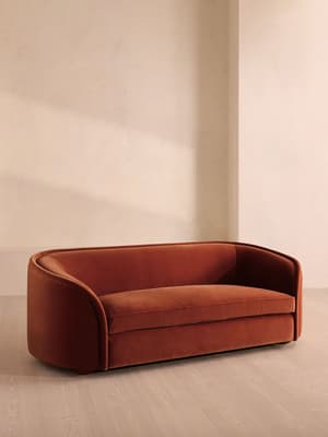 Conall Three Seater Sofa - Velvet - Rust - US - Listing Image