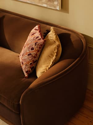 Conall Three Seater Sofa - Velvet - Chocolate - Hover Image