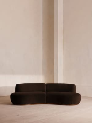 Aline Serpentine Sectional Sofa - Three Seater - Chocolate Velvet - US - Hover Image