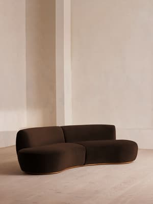 Aline Serpentine Sectional Sofa - Three Seater - Chocolate Velvet - US - Listing Image