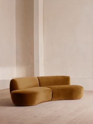 Aline Serpentine Modular Sofa - Three Seater - Mustard Velvet - UK - Hover Image