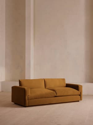 Mossley Three Seater Sofa - Velvet - Mustard - Hover Image