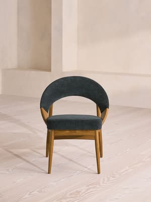Lachlan Dining Chair - Linen Chenille - Deep Teal - UK - Hover Image