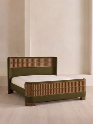 Devon Bed - Queen - Linen - Olive - US - Hover Image