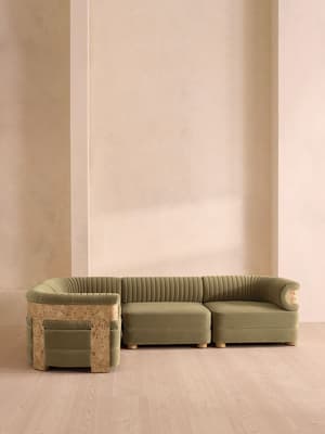Caleb Sectional Sofa - Blonde Burl - L Shape Sofa - Blonde Burl - Velvet - Lichen - US - Hover Image