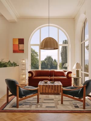 Caleb Modular Three Seater Sofa - Velvet - Rust - Blonde Burl - UK - Hover Image