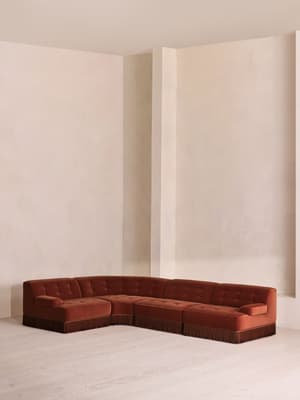 Elowen Sectional Sofa - L-Shape Sofa - Velvet - Rust US - Listing Image