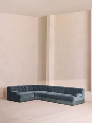 Elowen Sectional Sofa - L-Shape Sofa - Velvet - Grey Blue US - Listing Image