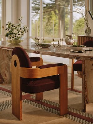 Emerson Dining Chair - Linen Chenille - Bordeaux - UK - Listing Image