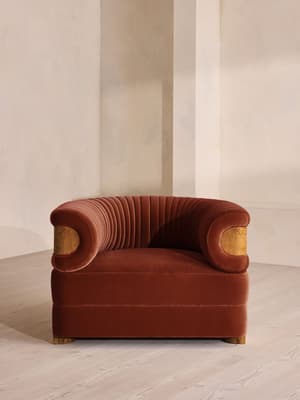Caleb Armchair - Dark Burl - Velvet - Rust - US - Hover Image
