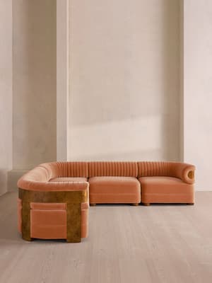Caleb Sectional Sofa - Corner Sofa - Velvet - Antique Rose - Dark Burl - US - Hover Image