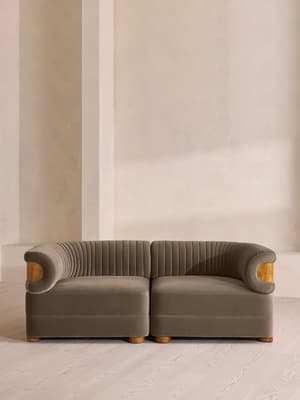 Caleb Sectional Three Seater Sofa - Velvet - Taupe - Dark Burl - US - Listing Image