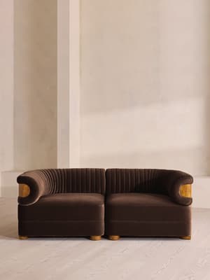 Caleb Sectional Three Seater Sofa - Velvet - Chocolate - Dark Burl - US - Listing Image