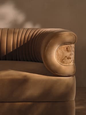 Caleb Modular Four Seater Sofa - Velvet - Camel - Blonde Burl - UK - Hover Image