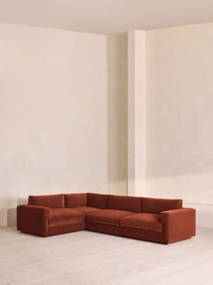 Mossley Left L-Shape Sofa - Velvet - Rust - UK - Listing Image
