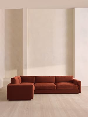 Mossley Left L-Shape Sofa - Velvet - Rust - UK - Hover Image