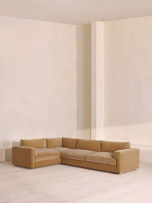 Mossley Left L-Shape Sofa - Velvet - Camel - UK - Listing Image