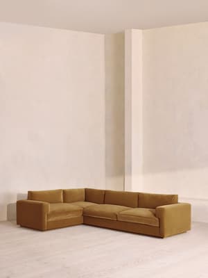 Mossley Left L-Shape Sofa - Velvet - Mustard - UK - Listing Image