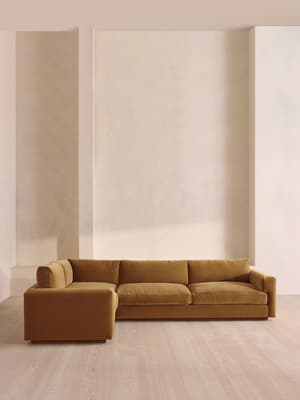 Mossley Left L-Shape Sofa - Velvet - Mustard - UK - Hover Image