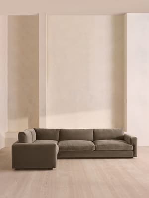 Mossley Left L-Shape Sofa - Velvet - Taupe - UK - Hover Image