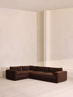 Mossley Left L-Shape Sofa - Velvet - Chocolate - Listing Image