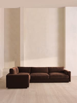 Mossley Left L-Shape Sofa - Velvet - Chocolate - Hover Image