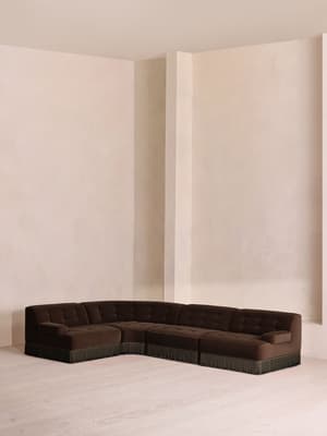 Elowen Sectional Sofa - L-Shape Sofa - Velvet - Chocolate US - Listing Image
