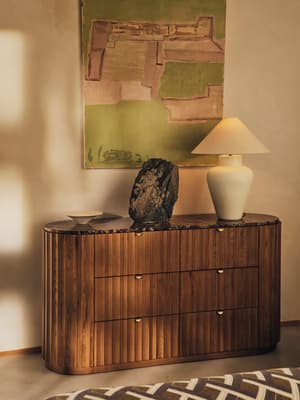 Railton Six Drawer Dresser - Dark Emperador Marble - Listing Image